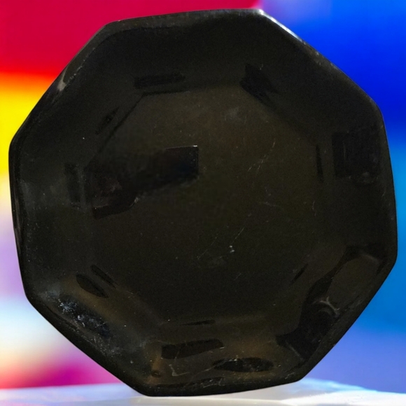 Vtg Octime Black Arcoroc Soft Edge Octagon Salad Plate France Blown Glass - Picture 1 of 2